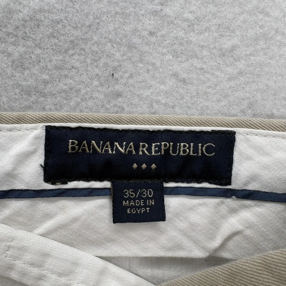 Banana Republic Chino Pants Mens 35x30 Beige Cotton Linen Flat Front Straight